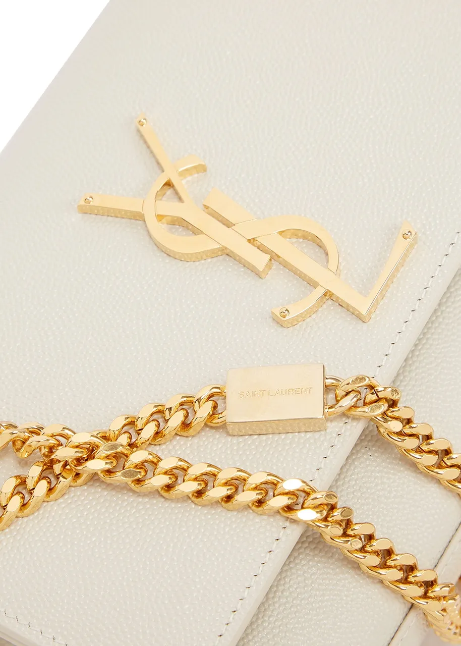 SAINT LAURENT Kate small white leather shoulder bag -                         -                     -                