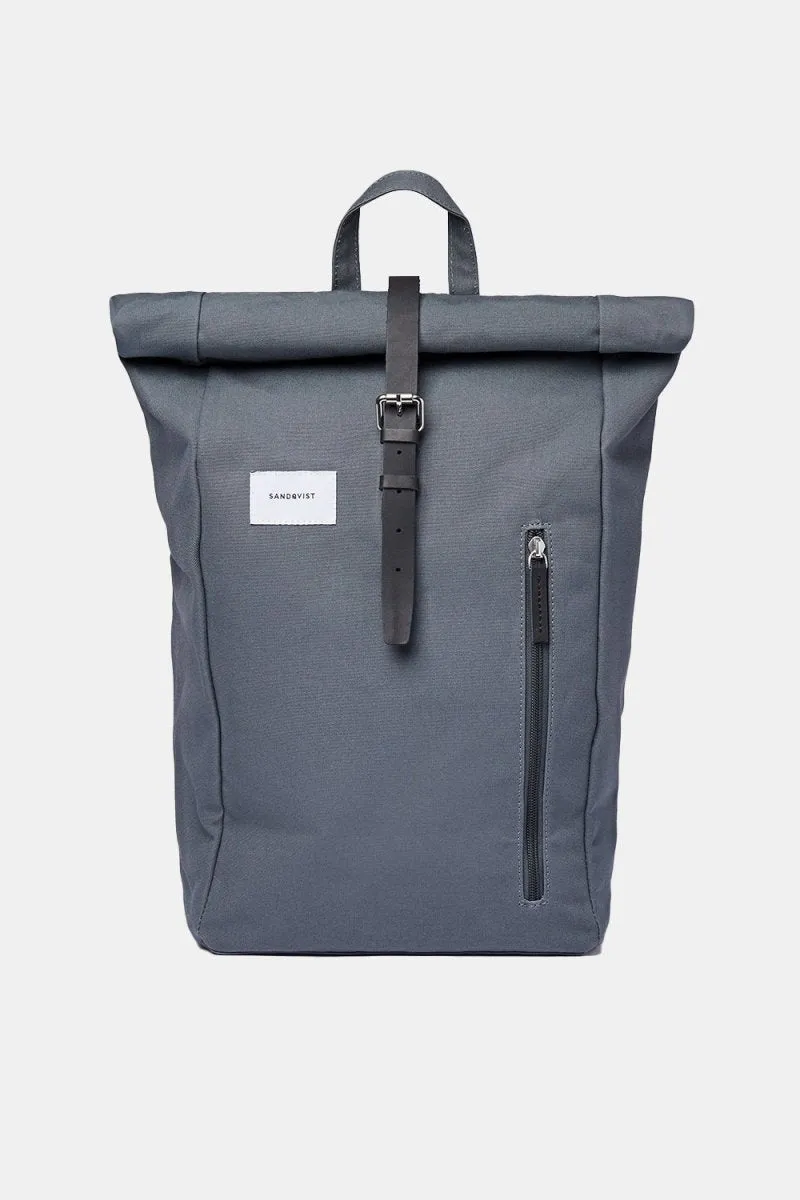 Sandqvist Dante Rolltop Backpack (Dark Slate & Black Leather)