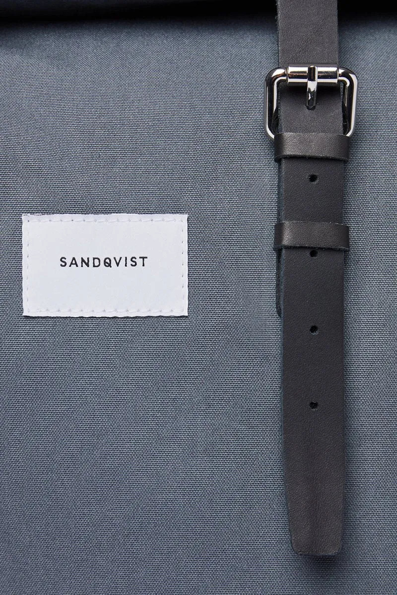 Sandqvist Dante Rolltop Backpack (Dark Slate & Black Leather)