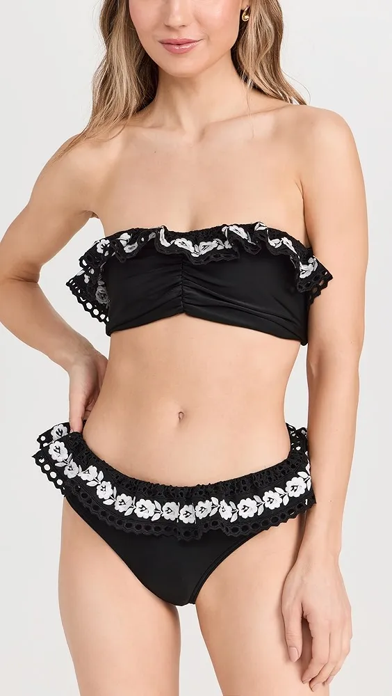 Sea   Katya Embroidered Ruffled Bikini Bottoms 