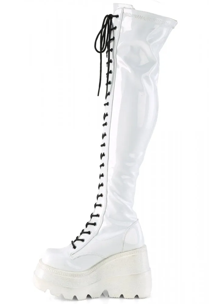 Shaker 374 White Hologram Over The Knee Boot