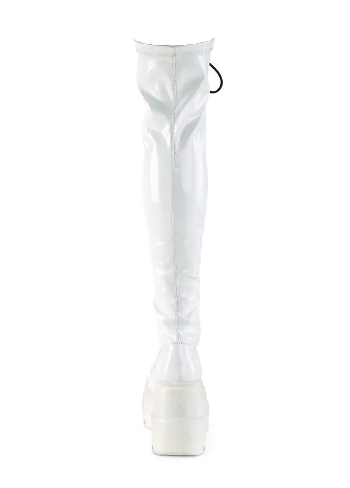 Shaker 374 White Hologram Over The Knee Boot