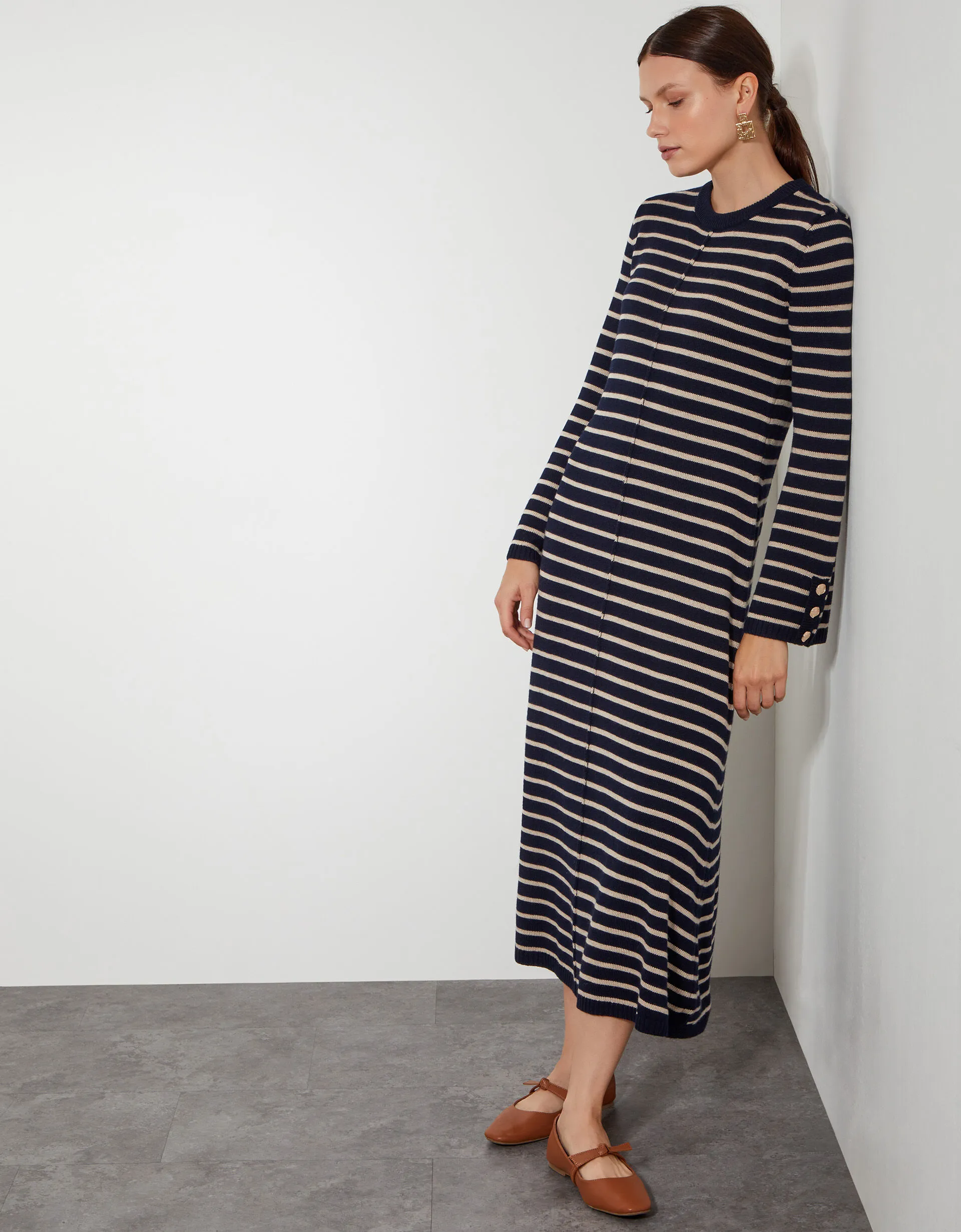 Shaw Stripe Midi Jumper Dress Blue