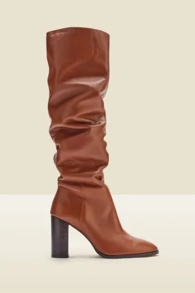 Sienna Tan Leather Slouch Knee High Boot