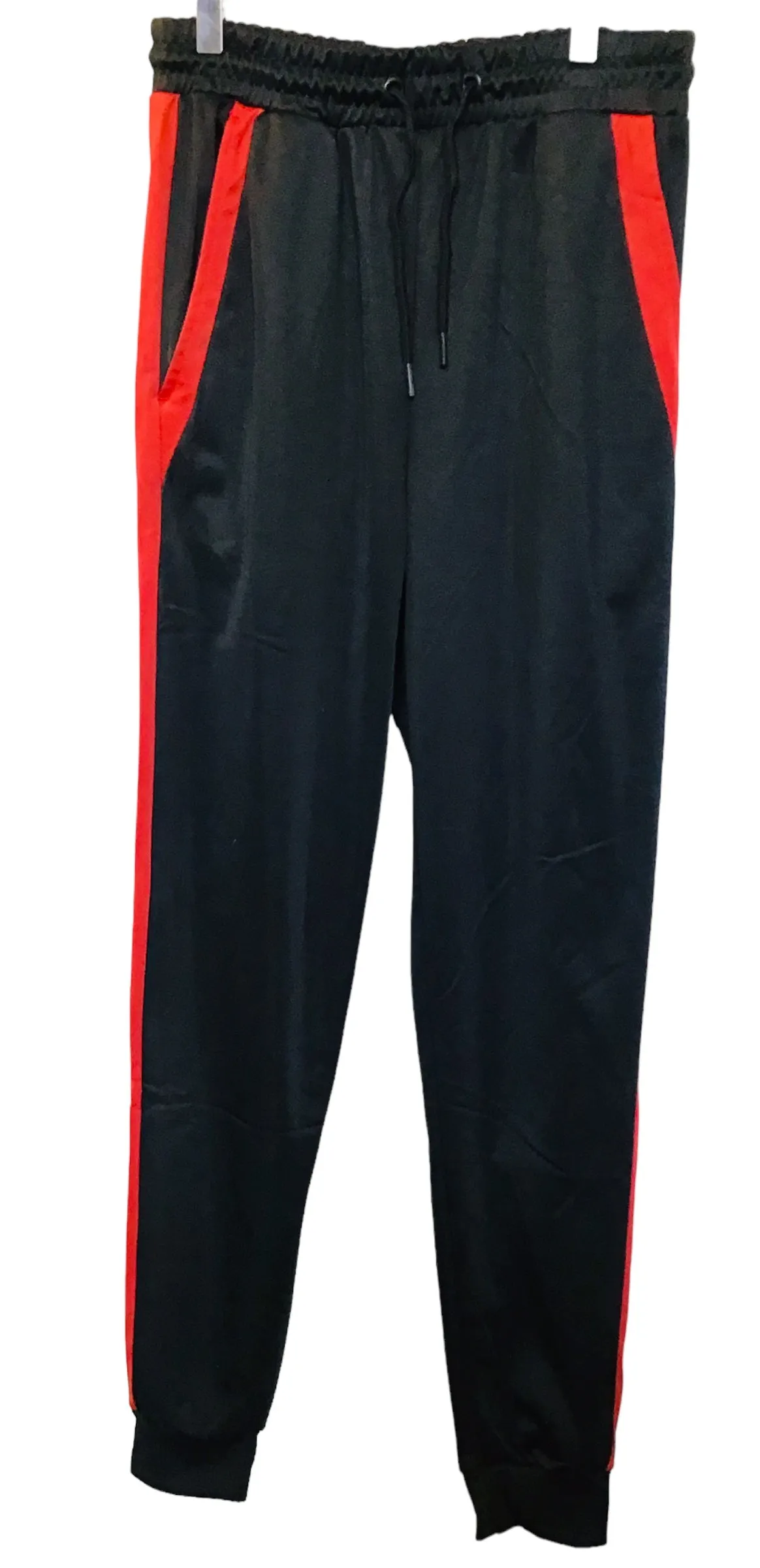 Single Striped Red and Black Pocketed Joggers (Size S)