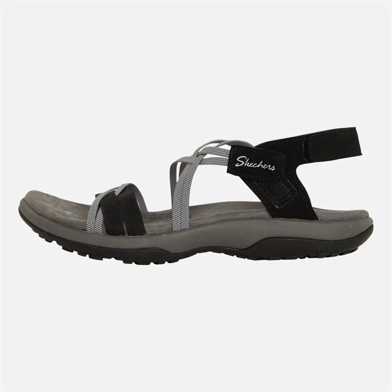 SKECHERS Womens Reggae Slim Takes Two Sandals Black/Charcoal