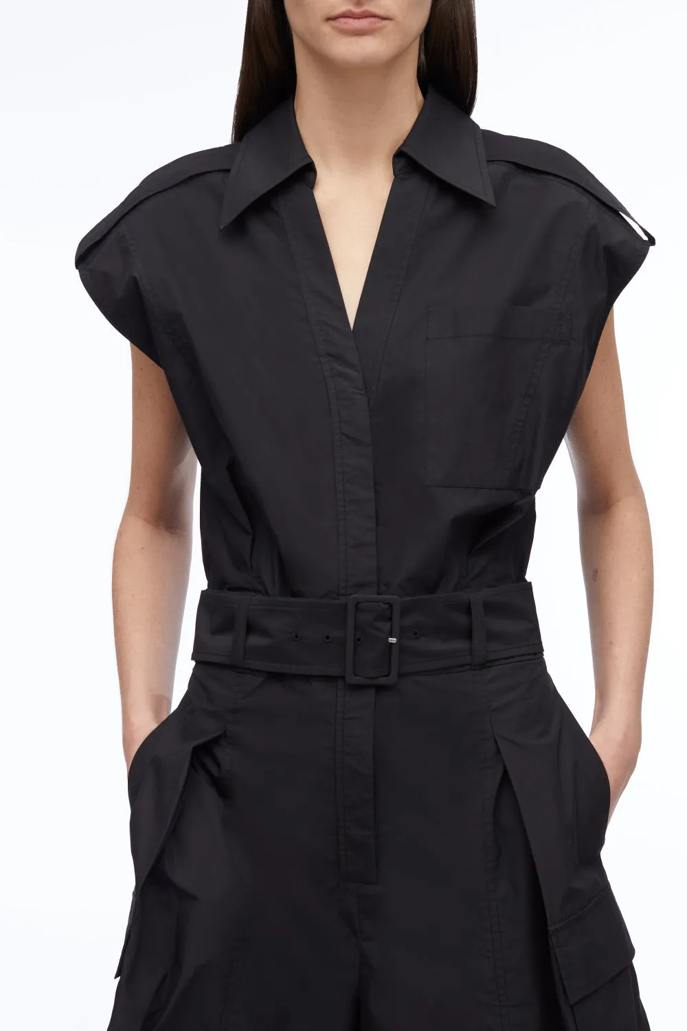 Sleeveless Utility Collared Romper