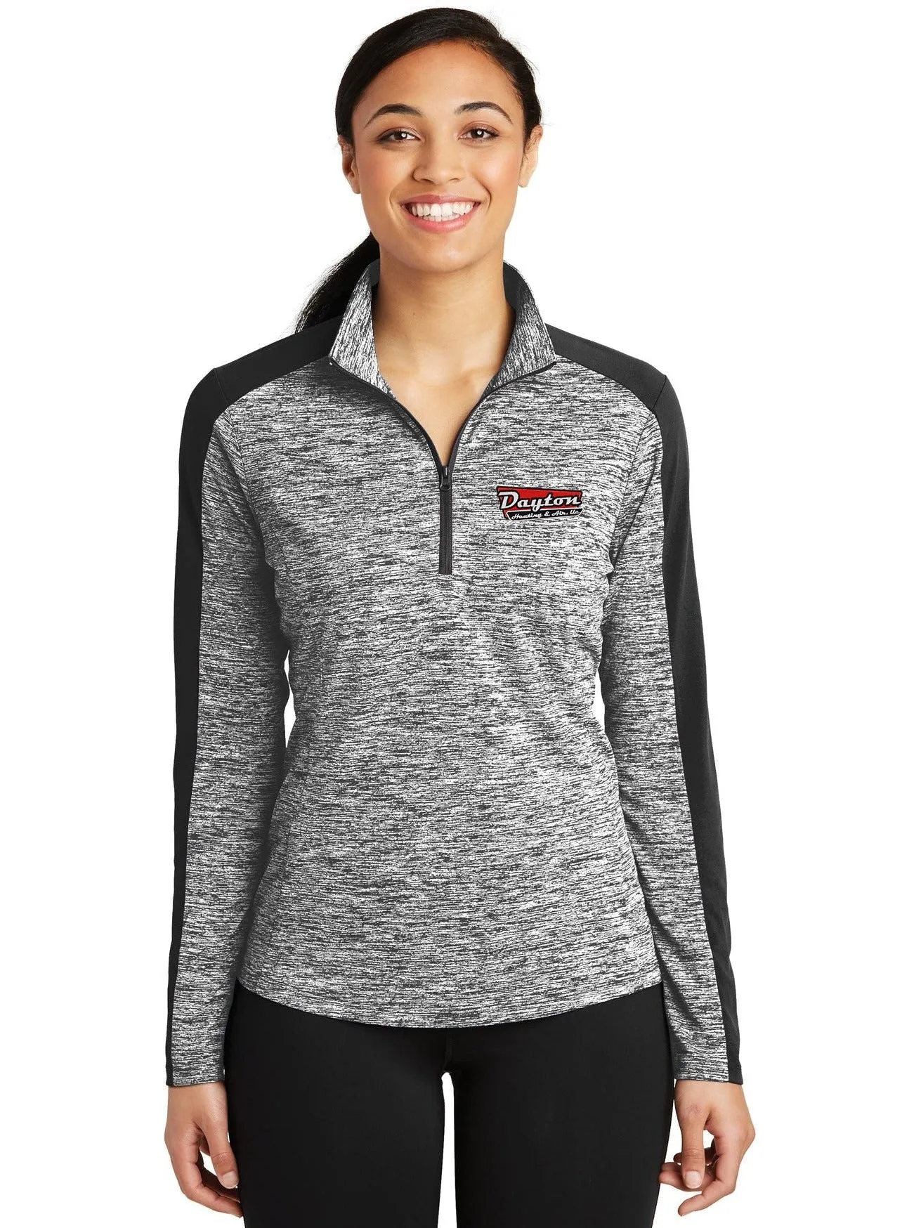 Sport-TekLadies PosiChargeElectric Heather Colorblock 1/4-Zip Pullover