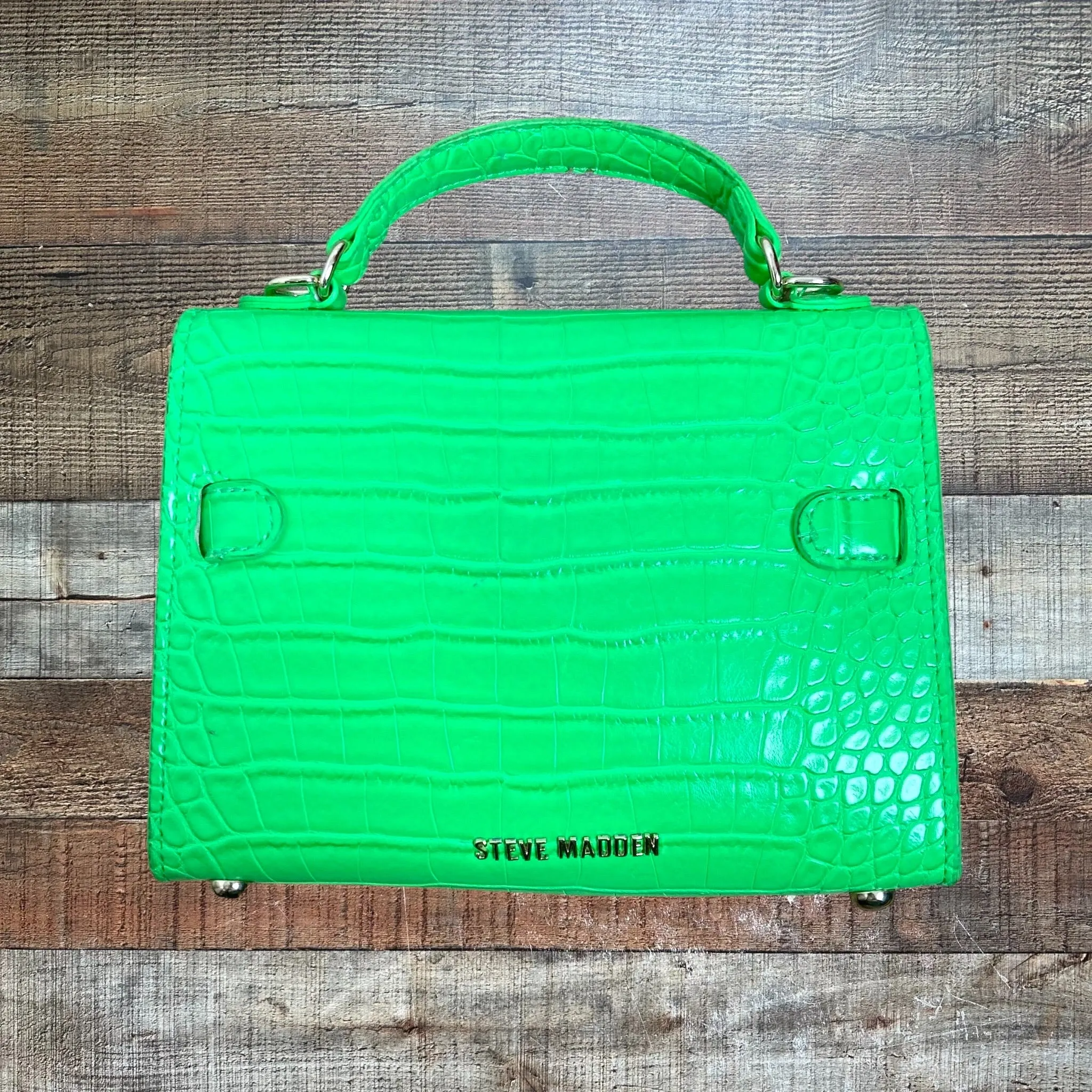 Steve Madden Green Crocodile with Removable Shoulder Strap Handbag (see notes)