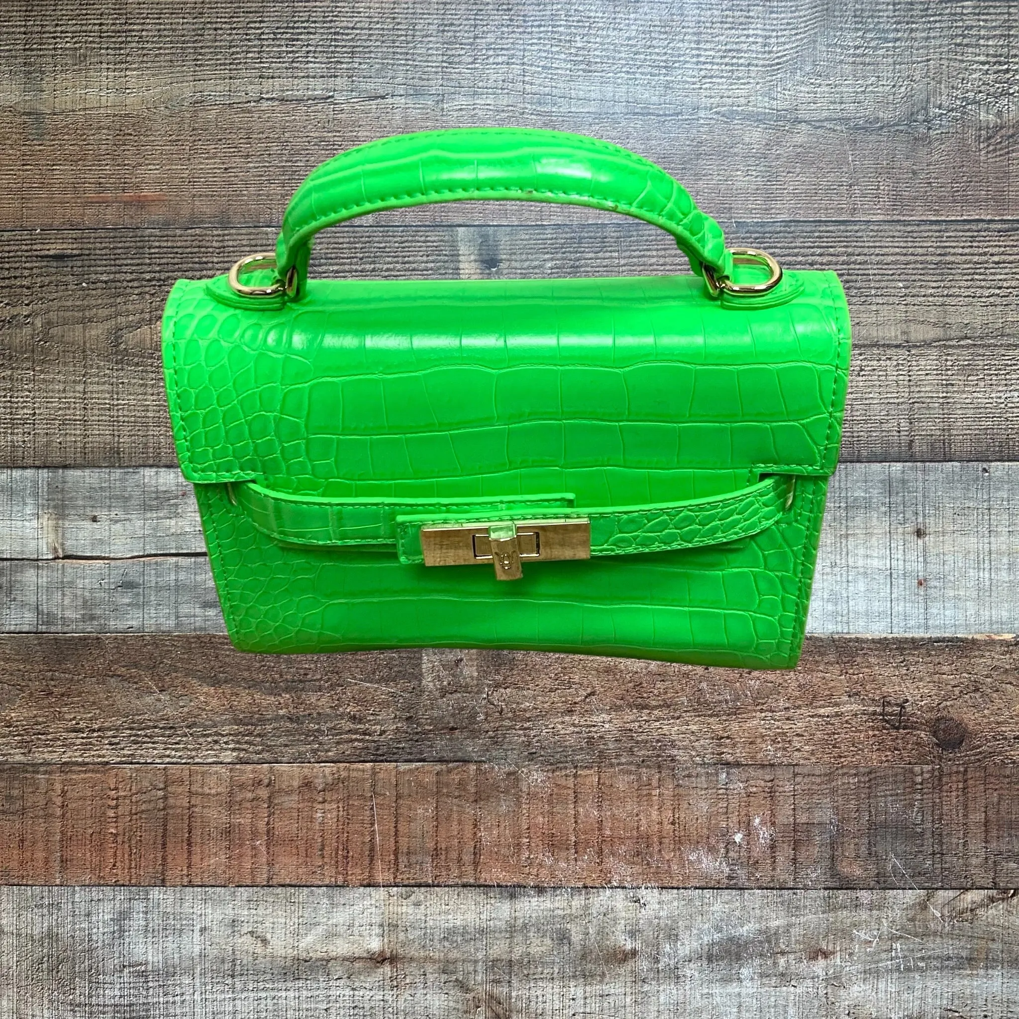 Steve Madden Green Crocodile with Removable Shoulder Strap Handbag (see notes)