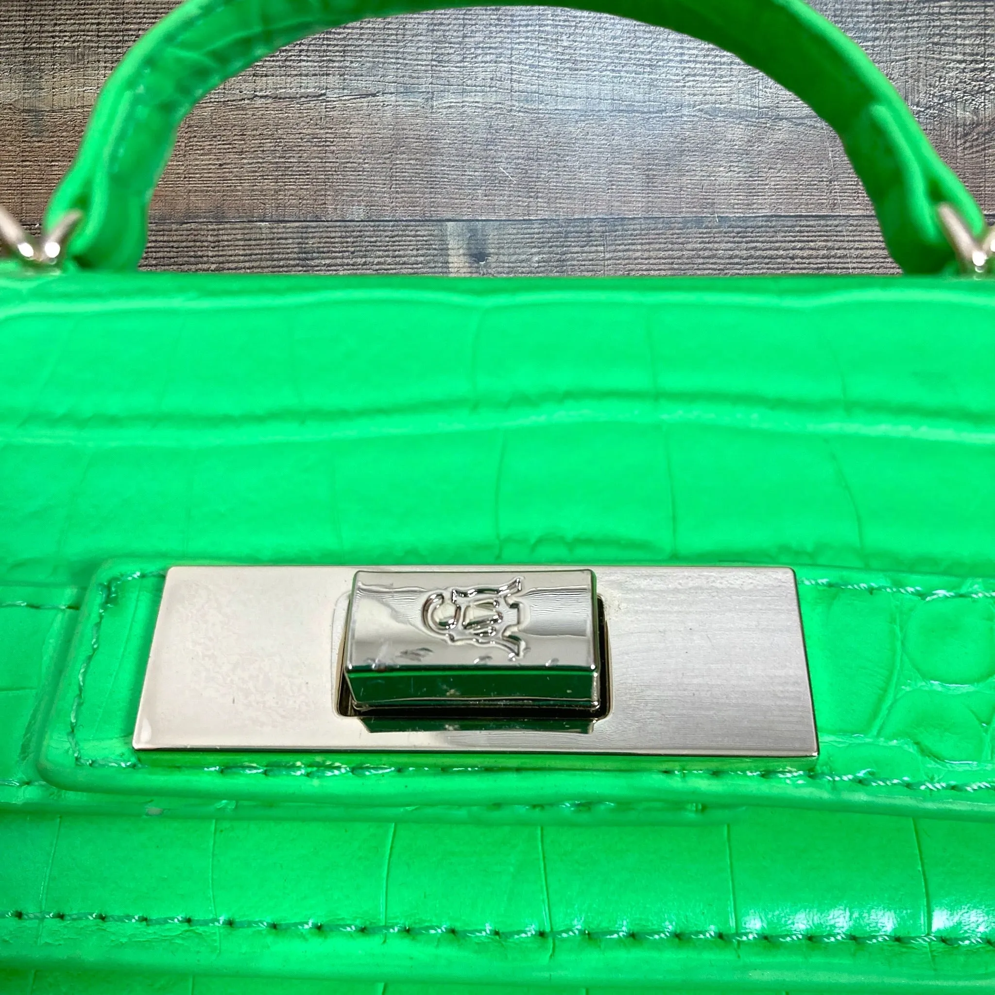 Steve Madden Green Crocodile with Removable Shoulder Strap Handbag (see notes)