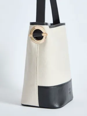 Studio Edit Cream Leather Trim Canvas Bucket Bag | Women | George at ASDA