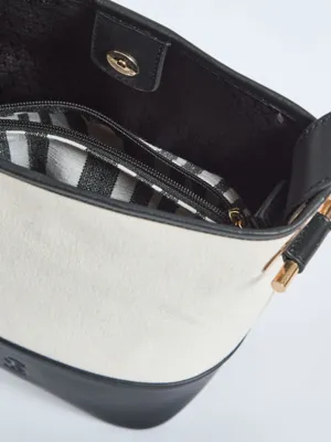 Studio Edit Cream Leather Trim Canvas Bucket Bag | Women | George at ASDA