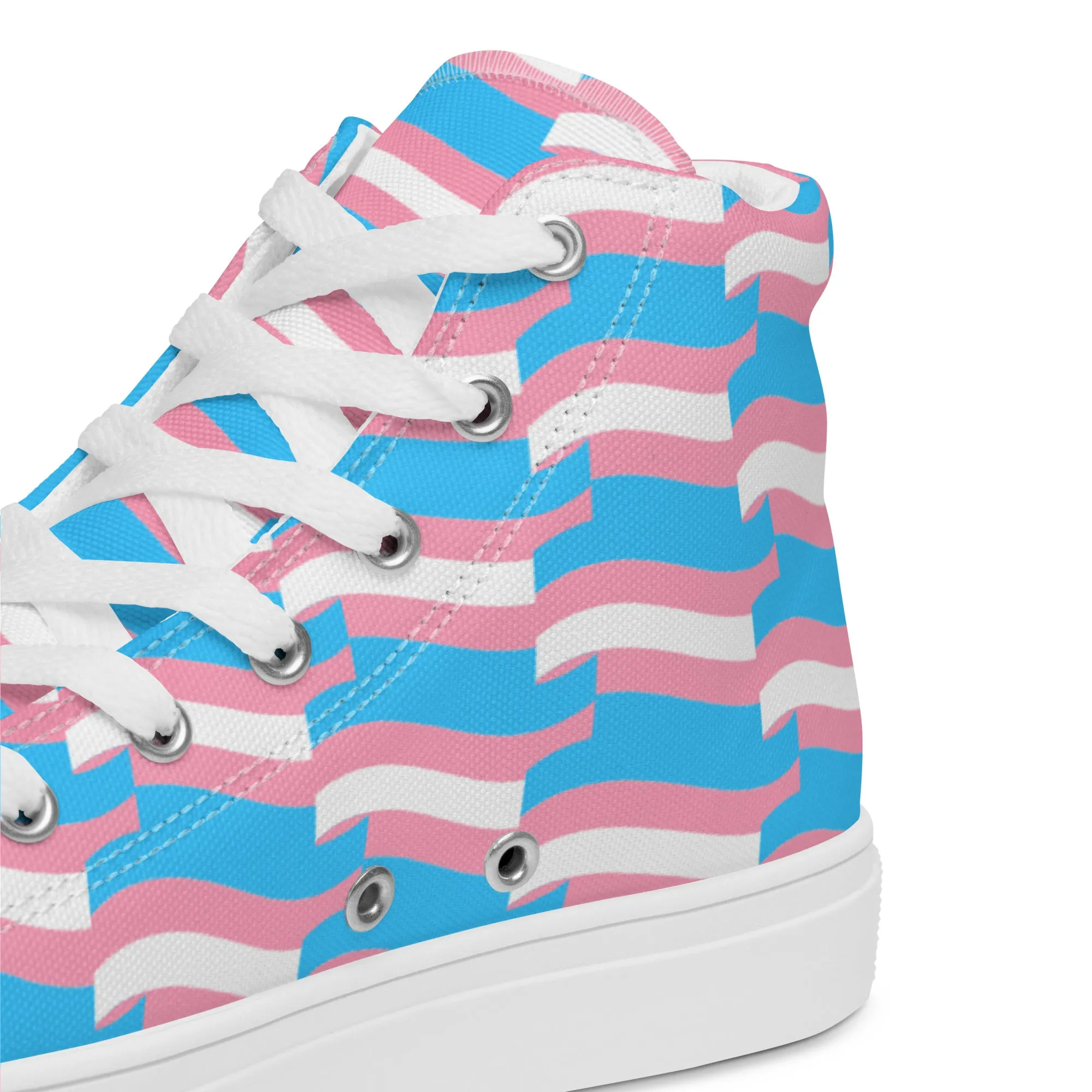 Teen + Blue Pink White All Over Mosaic Trans Pride High-Top Canvas Sneakers