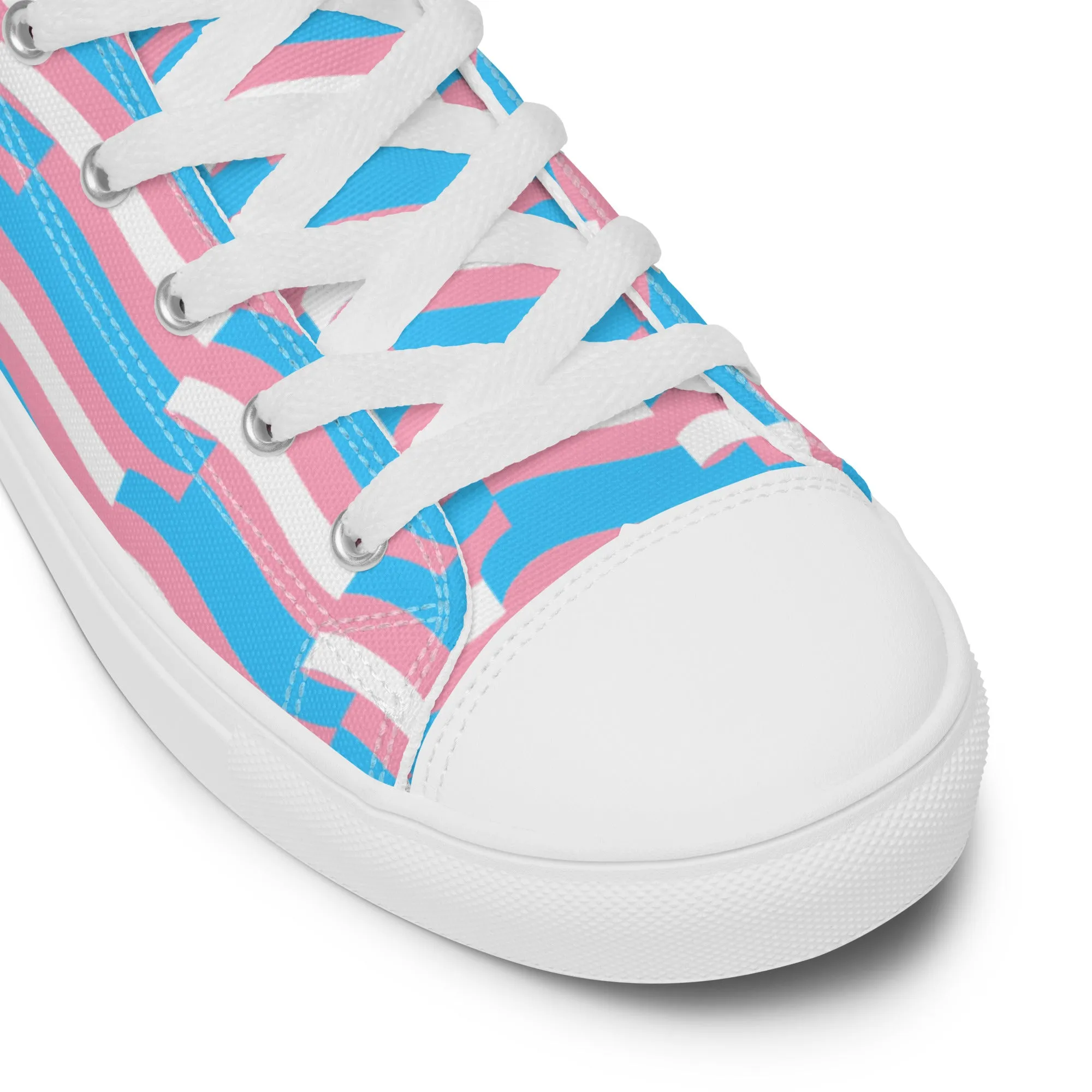 Teen + Blue Pink White All Over Mosaic Trans Pride High-Top Canvas Sneakers