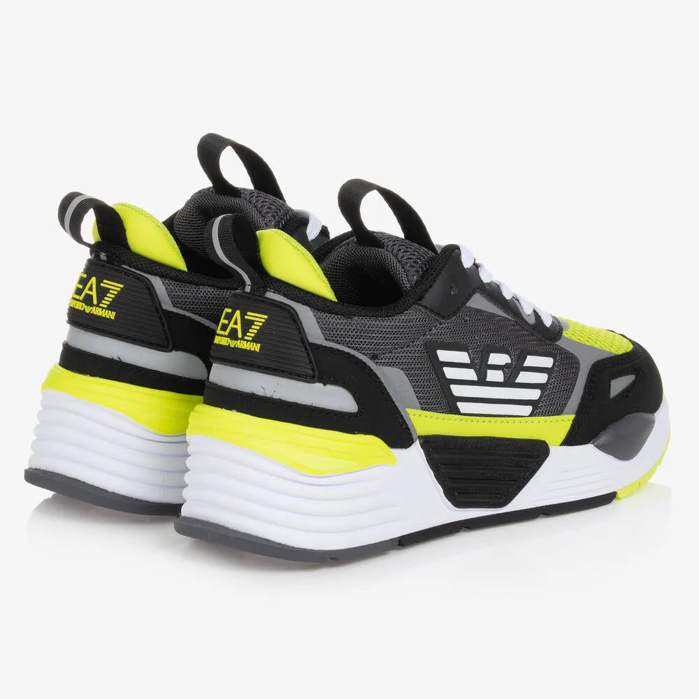 Teen Boys Black & Yellow Logo Trainers