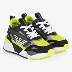 Teen Boys Black & Yellow Logo Trainers