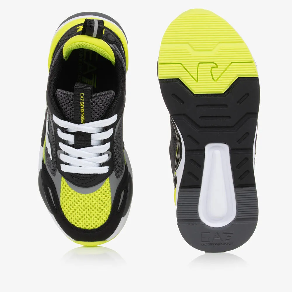 Teen Boys Black & Yellow Logo Trainers