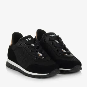 Teen Boys Black Lace-Up Trainers