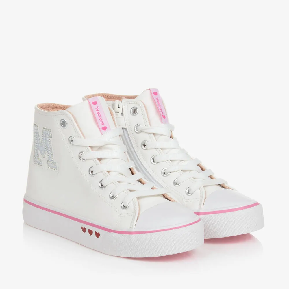 Teen Girls White High-Top Trainers