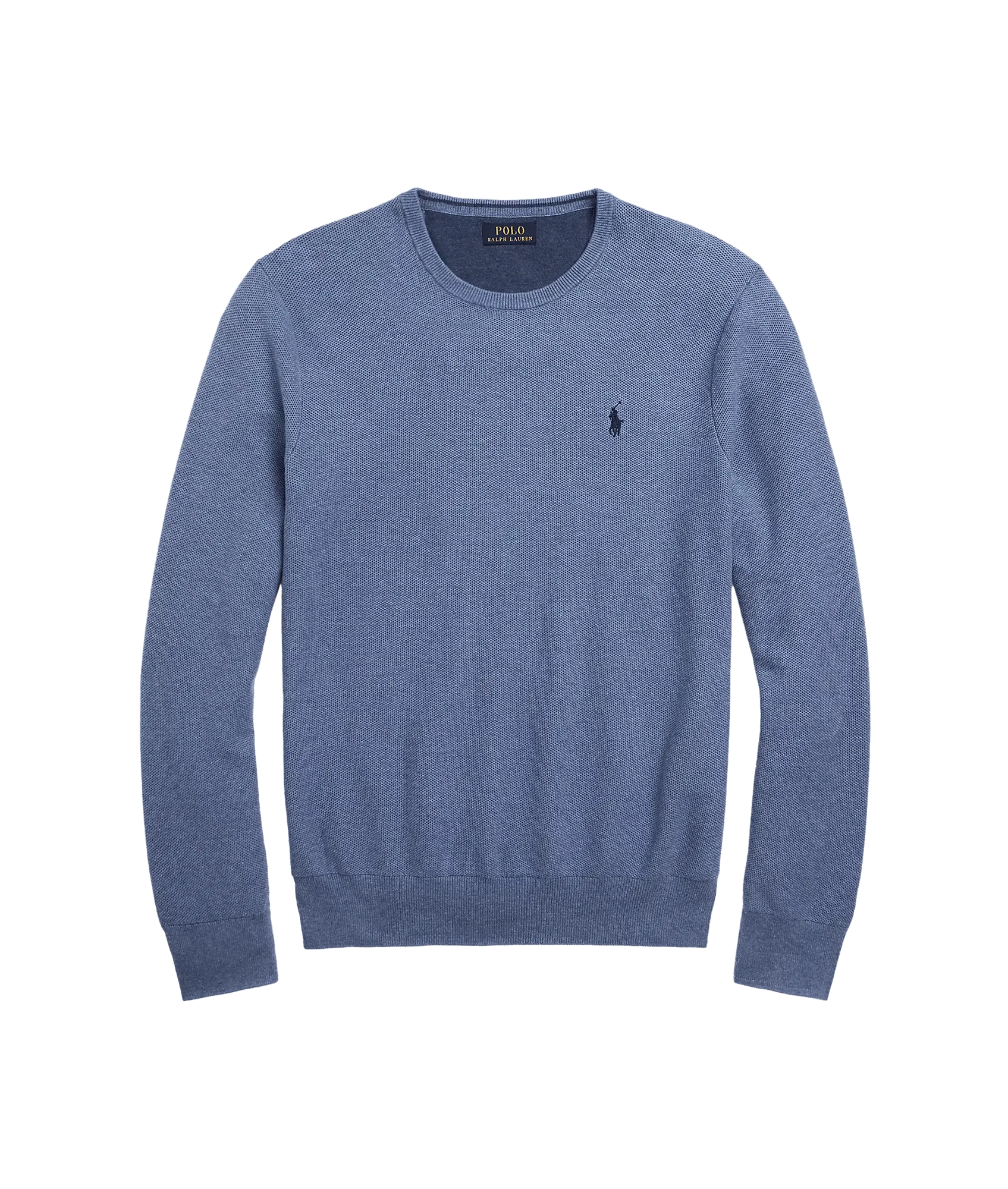 Textured Cotton Crewneck Jumper - Blue