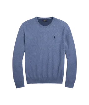 Textured Cotton Crewneck Jumper - Blue