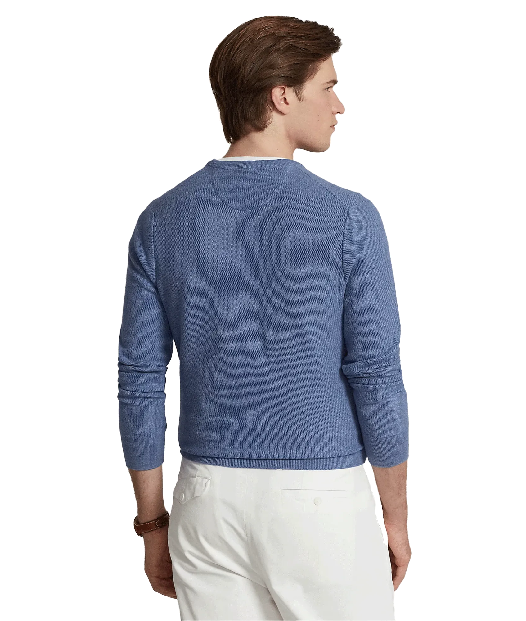 Textured Cotton Crewneck Jumper - Blue