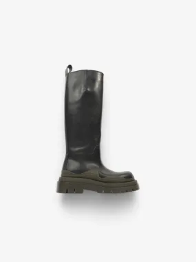 Tire Knee High Boot Black Leather EU 38.5 UK 5.5