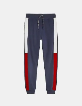 Tommy Hilfiger Men Navy Mid Rise Flag Tape Joggers