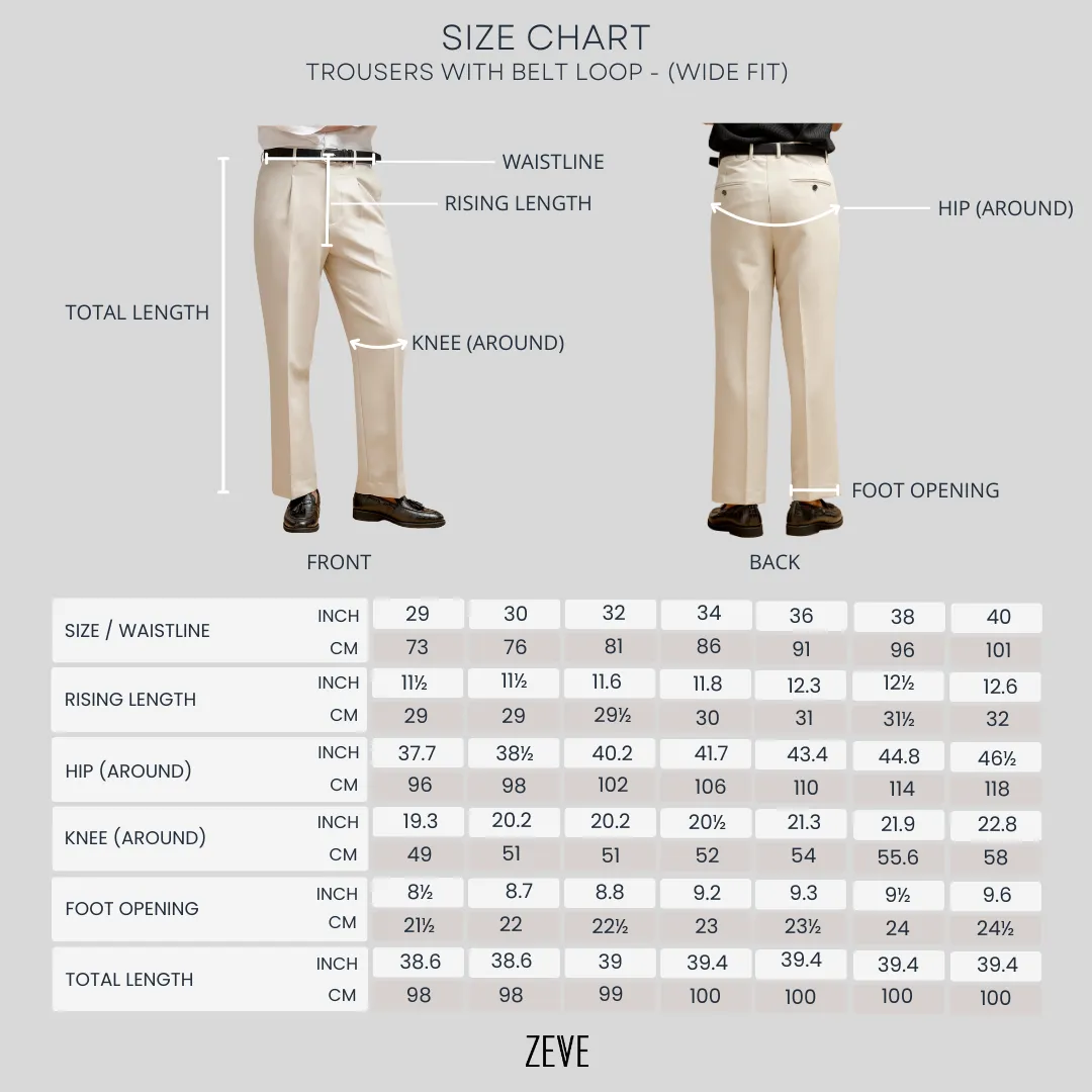 Trousers With Belt Loop - Jet Black Plain (Wide Fit)