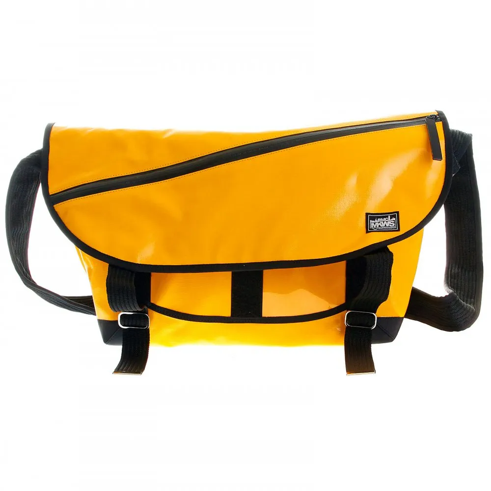 Unisex Large Amber Laminated Canvas Shoulder Cyclist Fashion Bag