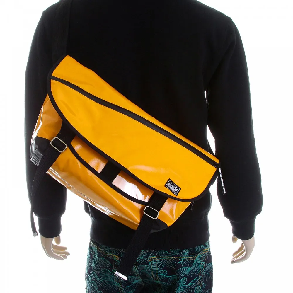 Unisex Large Amber Laminated Canvas Shoulder Cyclist Fashion Bag