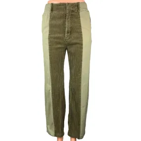 Urban Outfitters Corina Green Corduroy Colorblock High-Waist Trousers Pants 0