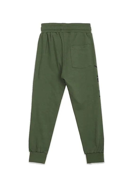 U.S. Polo Assn. Kids Boys Olive Mid Rise Solid Joggers