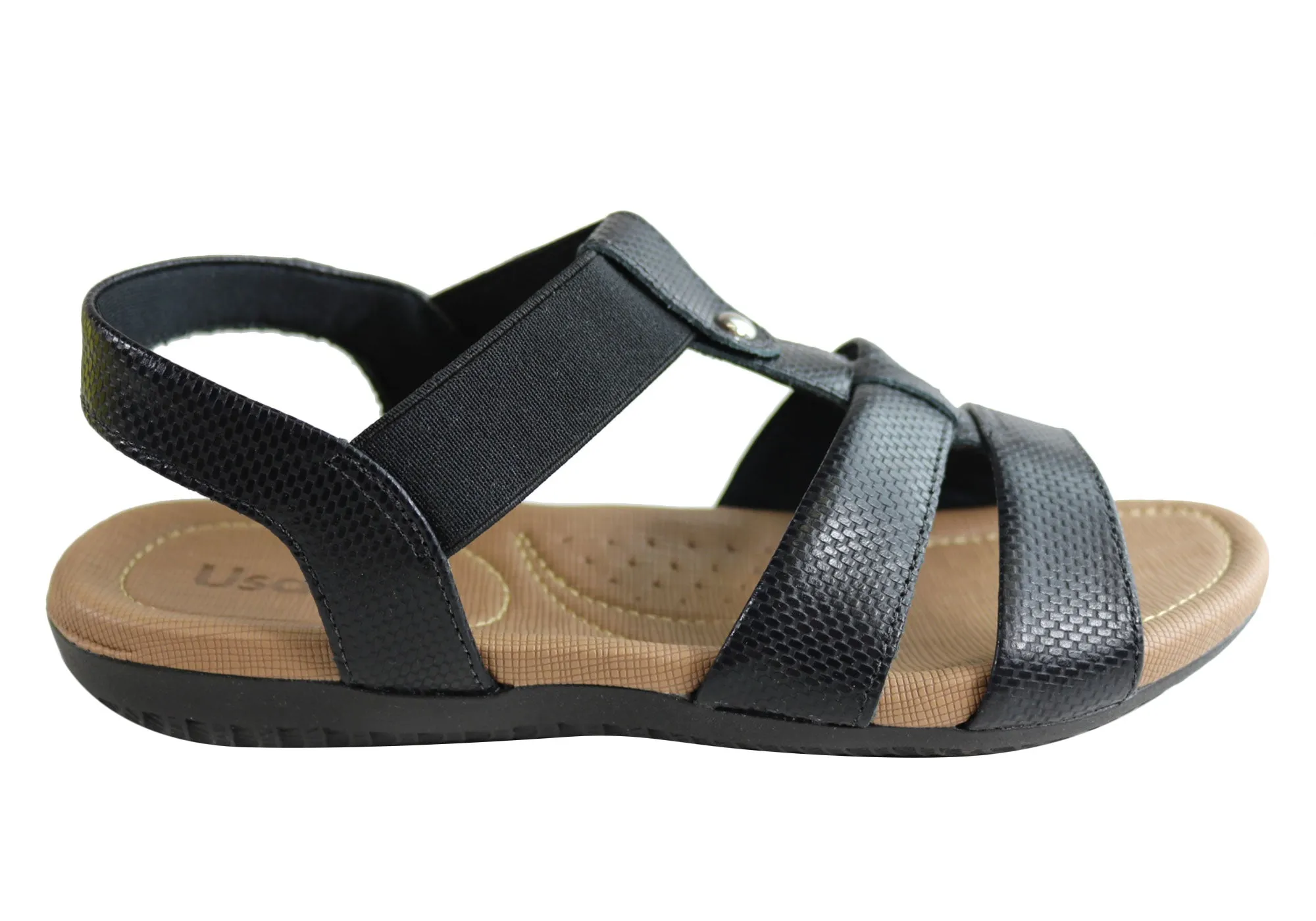 Usaflex Ventura Womens Comfy Cushioned Leather Sandals Made In Brazil