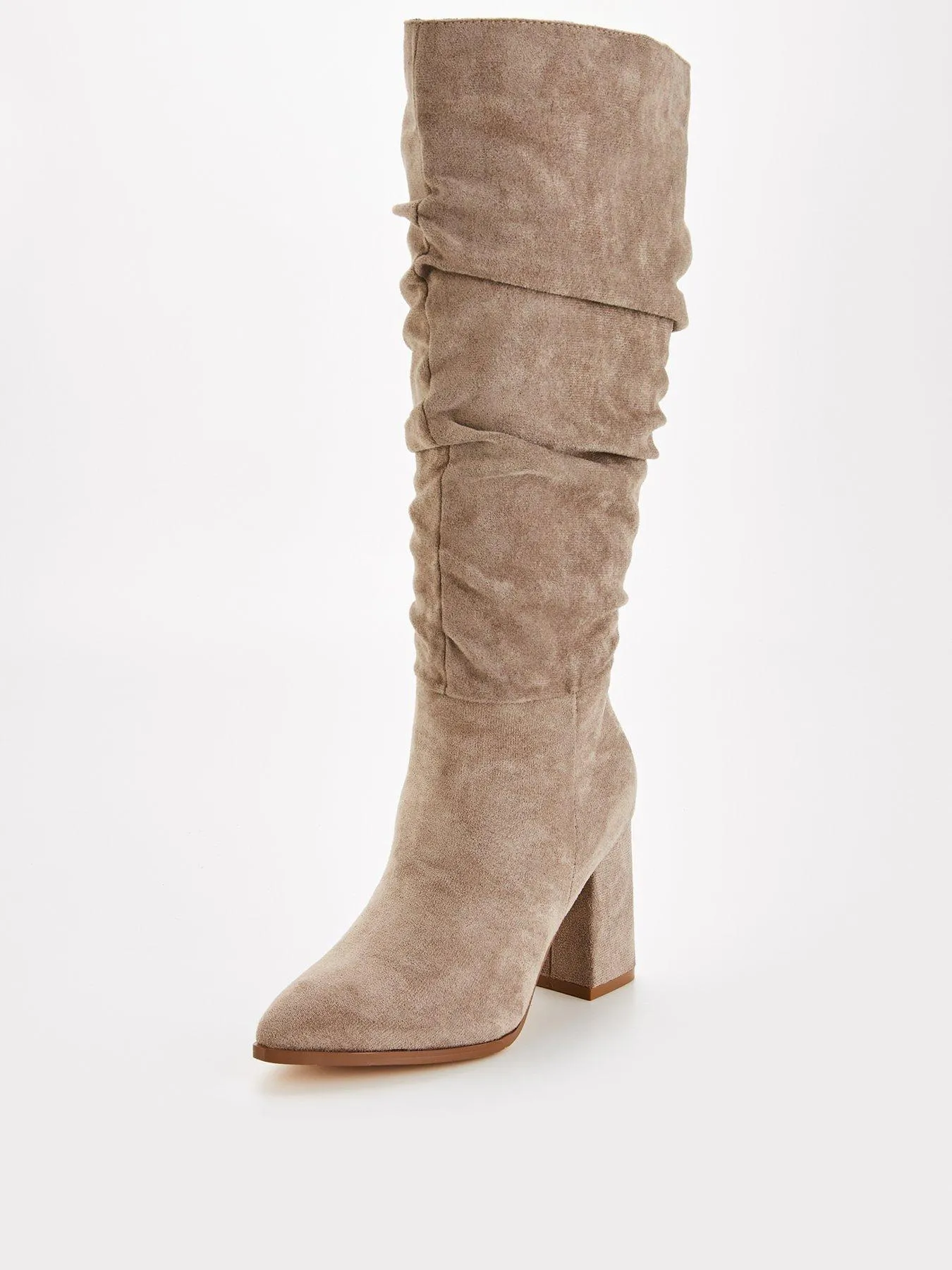 V by Very Standard Fit Knee High Slouch Boot With Wider Fitting Calf - Grey