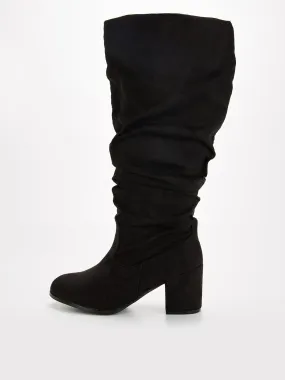 V by Very Wide Fit Knee High Slouch Boot With Wider Fitting Calf - Black