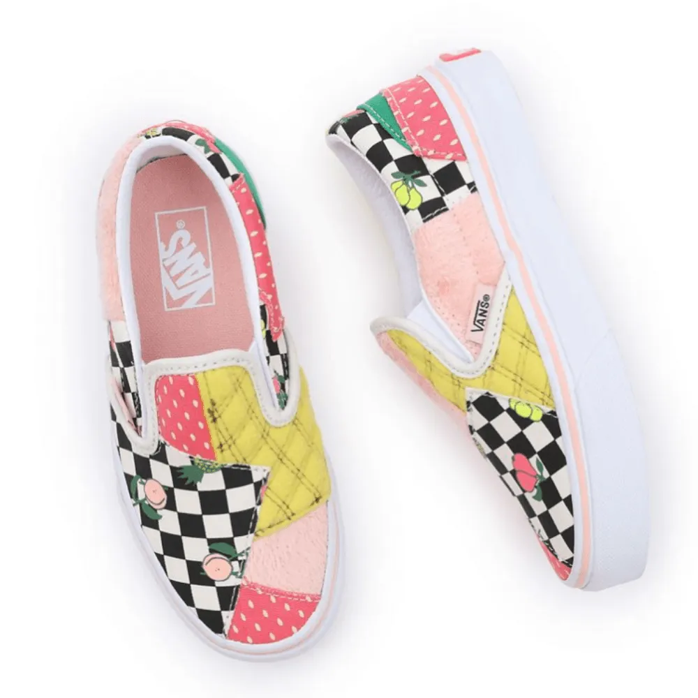 Vans Kids Check Multicolour Patchwork Classic Slip On Trainers