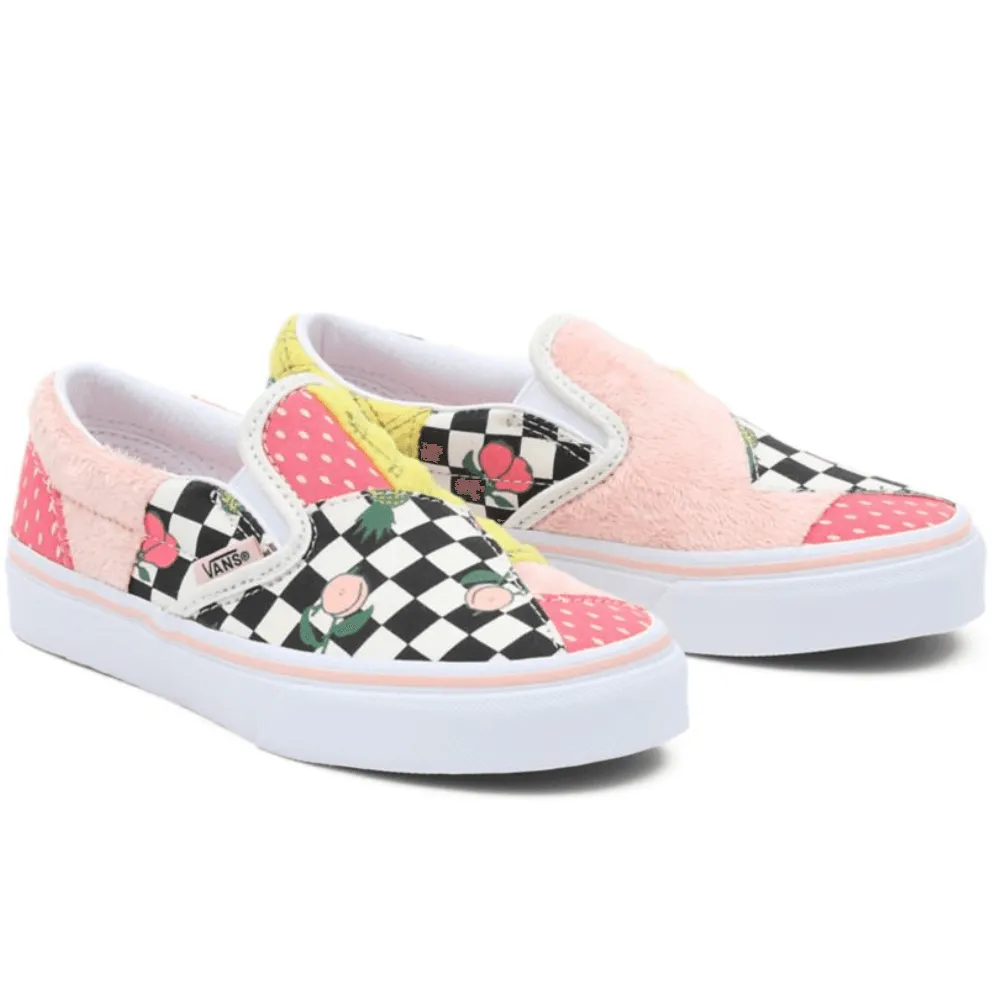 Vans Kids Check Multicolour Patchwork Classic Slip On Trainers