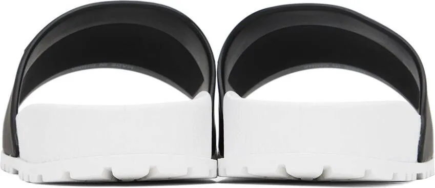 Versace Jeans Couture White & Black Embossed Pool Slides