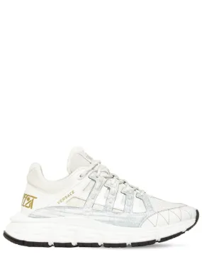 Versace   Trigreca logo mesh & leather sneakers 