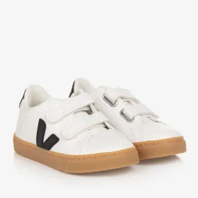 White & Black Leather Esplar Trainers