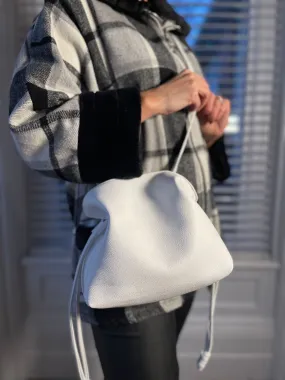 White Button Closure Handbag