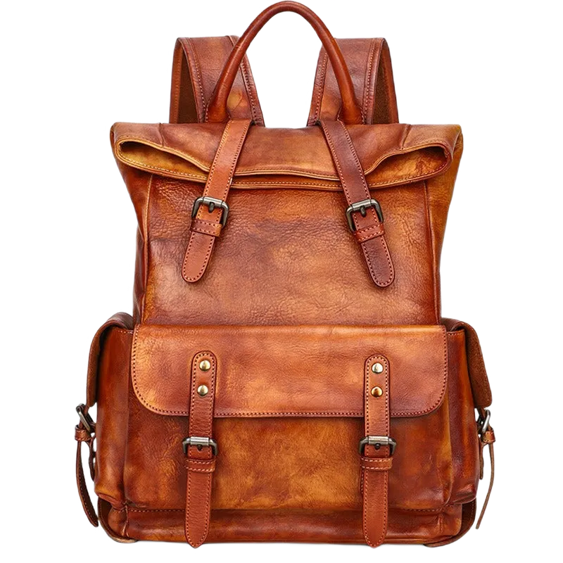 Women's Leather Roll Top Backpack - Horizon Leathers