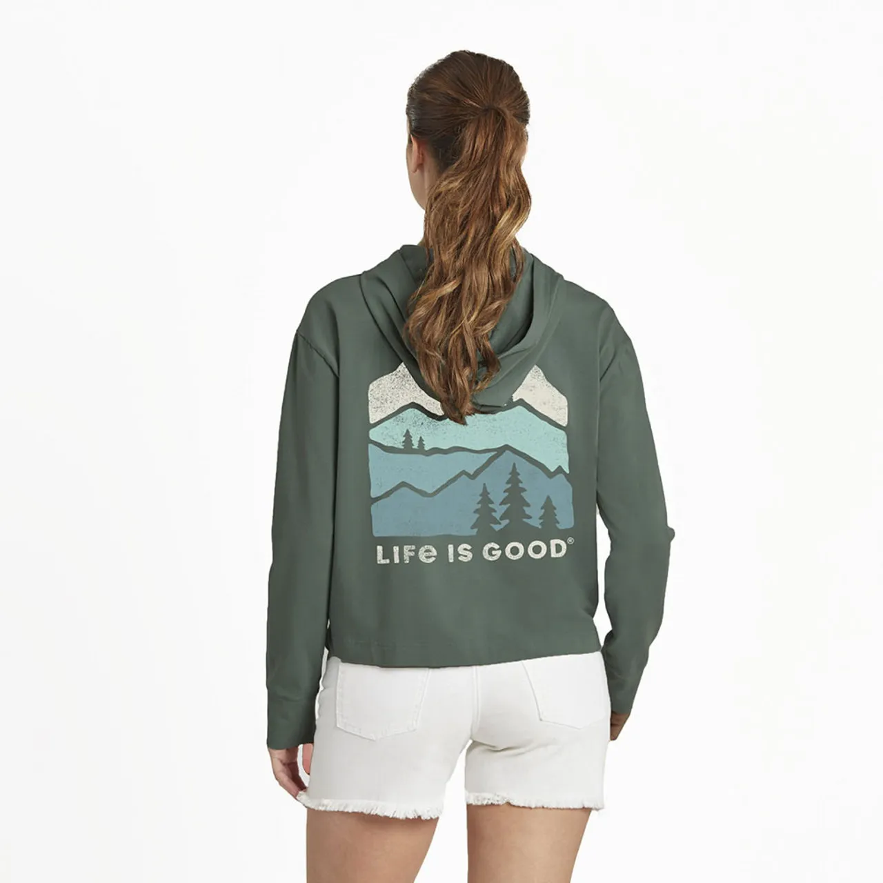 Women's Life is Good Mountain Silhouette Hoodie