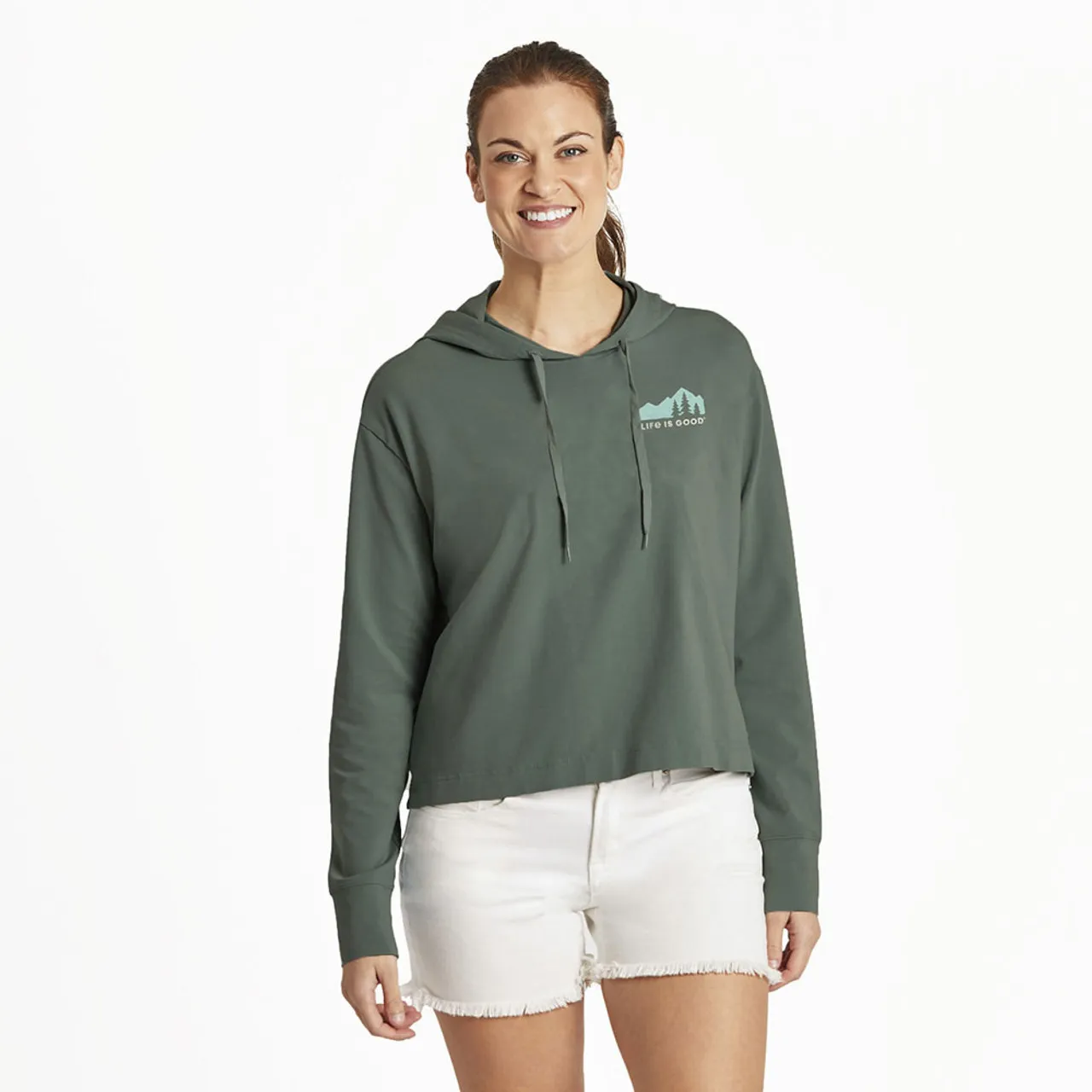 Women's Life is Good Mountain Silhouette Hoodie